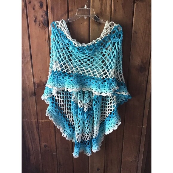 Handmade Crochet Sweater Vest Size S-M Blue Ombré Fairy Boho Gypsy Granny - Picture 1 of 7